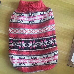 Cozy Knit Dog Sweater - Red and Pink